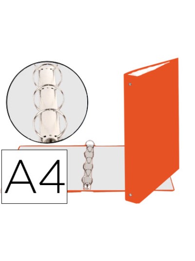 Carpeta de 4 anillas 30mm redondas exacompta din a4 carton forrado naranja