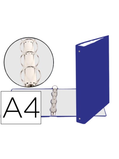 Carpeta de 4 anillas 30mm redondas exacompta din a4 carton forrado azul