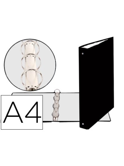 Carpeta de 4 anillas 30mm redondas exacompta din a4 carton forrado negra