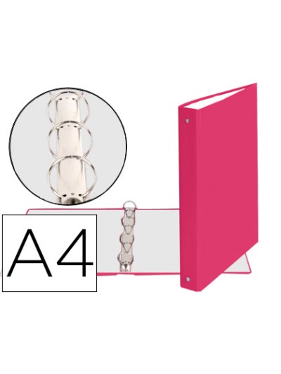 Carpeta de 4 anillas 30mm redondas exacompta a4 carton forrado rosa