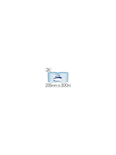 Papel secamanos industrial amoos 2 capas 235 mm x 300 mt color azul paquete de 2 rollos