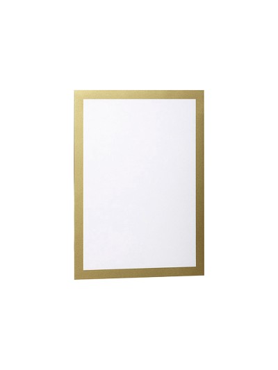 Marco porta anuncios durable magnetico din a4 dorso adhesivo removible color oro pack de 2 unidades