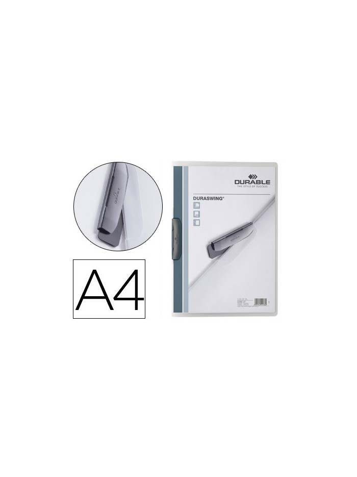 Carpeta durable duraswing dossier pinza lateral giratoria polipropileno din a4 grafito 30 hojas Carpeta durable duraswing dossier pinza lateral giratoria polipropileno din a4 grafito 30 hojas