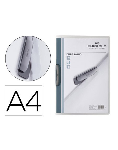 Carpeta durable duraswing dossier pinza lateral giratoria polipropileno din a4 grafito 30 hojas