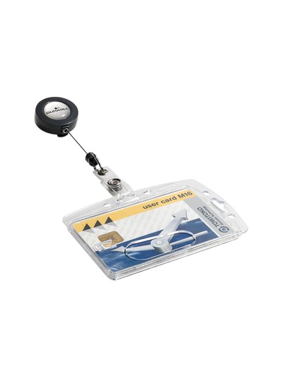 Identificador con cordon extensible durable uso vertical/horizontal 54x85 mm