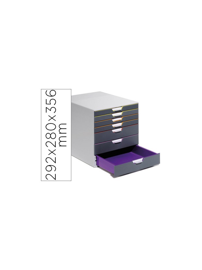 Fichero cajones de sobremesa durable varicolor apilables 7 cajones plastico 292x280x356 mm Fichero cajones de sobremesa durable varicolor apilables 7 cajones plastico 292x280x356 mm