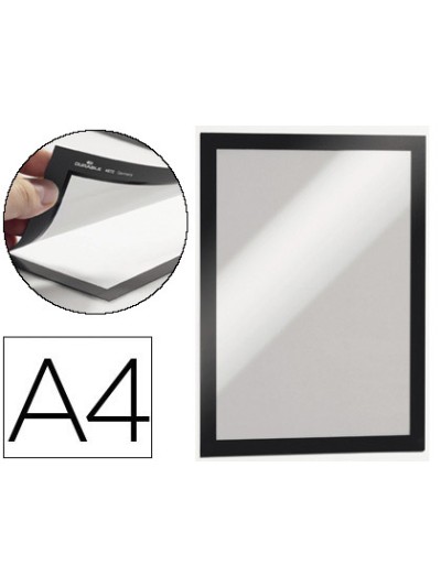 Marco porta anuncios durable magnetico din a4 dorso adhesivo removible color negro pack de 2 unidades
