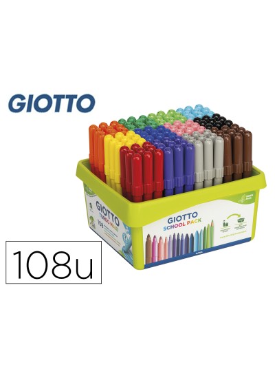 Rotulador giotto turbo maxi school pack de 108 unidades 12 colores x 9 unidades