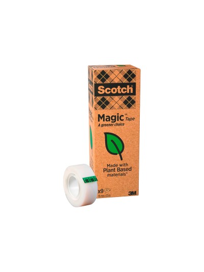 Cinta adhesiva scotch magic invisible eco 33 mt x 19 mm pack de 9 unidades
