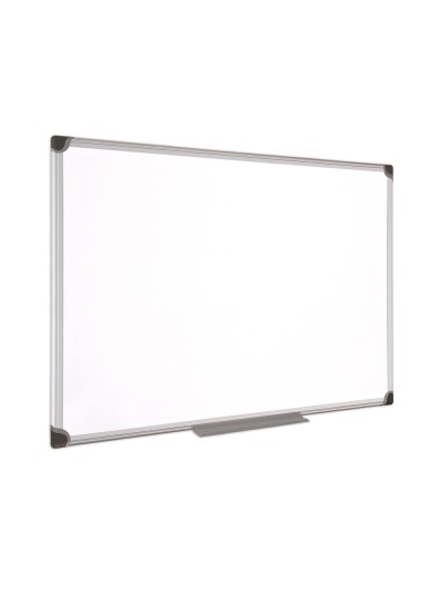Pizarra blanca bi-office magnetica maya w ceramica vitrificada marco de aluminio 120 x 90 cm con bandeja para