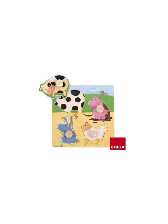 Puzle goula madera 4 piezas animales granja color Puzle goula madera 4 piezas animales granja color