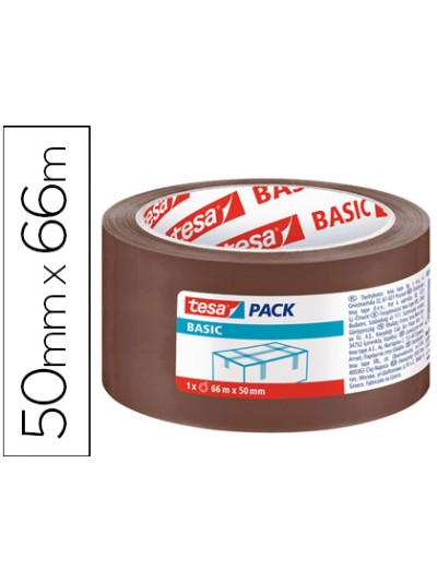 Cinta adhesiva tesa marron basic 66 mt x 50 mm para embalaje