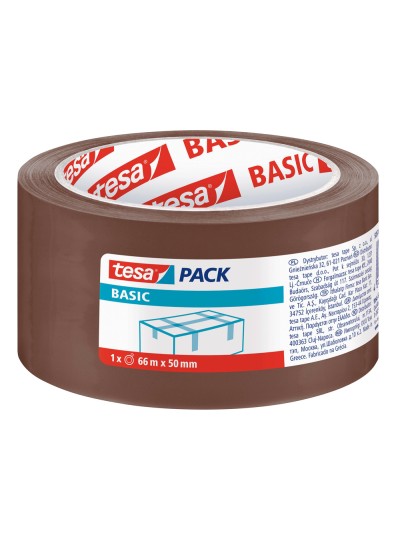 Cinta adhesiva tesa marron basic 66 mt x 50 mm para embalaje