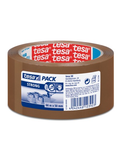 Cinta adhesiva tesa marron strong 66 mt x 50 mm para embalaje bajo ruido