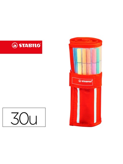 Rotulador stabilo acuarelable pen 68 estuche de 24 colores estandar + 6 colores neon