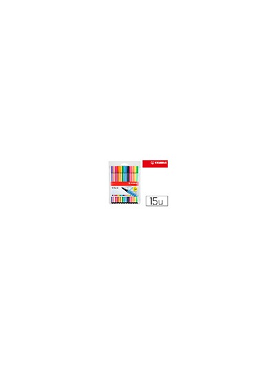 Rotulador stabilo acuarelable pen 68 estuche de 10 colores estandar + 5 colores neon