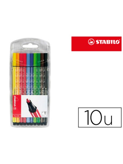 Rotulador stabilo acuarelable pen 68 estuche de 10 unidades colores surtidos