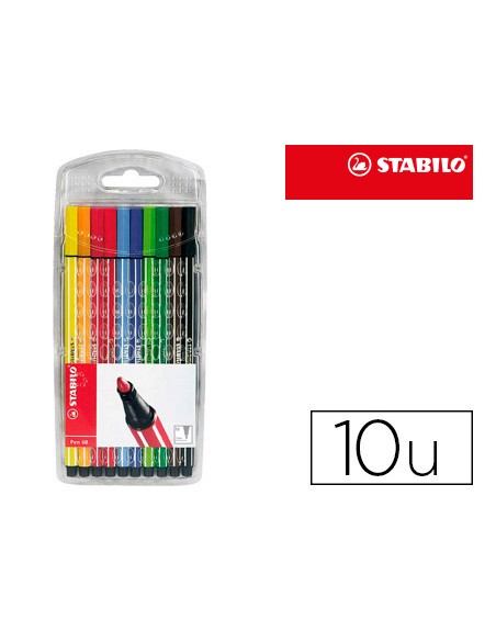 Rotulador stabilo acuarelable pen 68 estuche de 10 unidades colores surtidos
