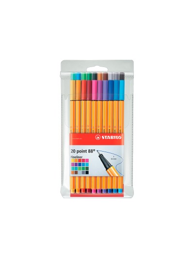 Rotulador stabilo punta de fibra point 88 estuche de 20 unidades colores surtidos