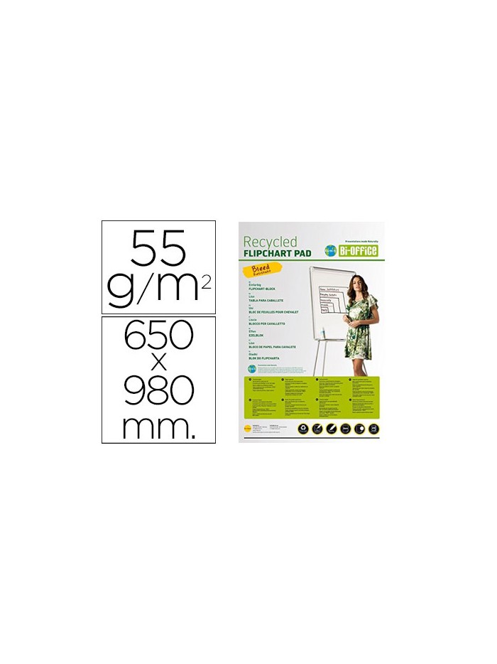 Bloc congreso bi-office papel reciclado 650x980 mm 20 hojas 55g/m2 Bloc congreso bi-office papel reciclado 650x980 mm 20 hojas 55g/m2