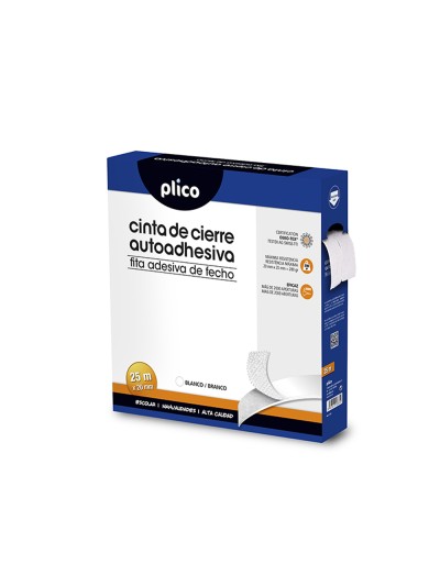Cinta de cierre adhesiva plico velcro blanco 20mm x 25m