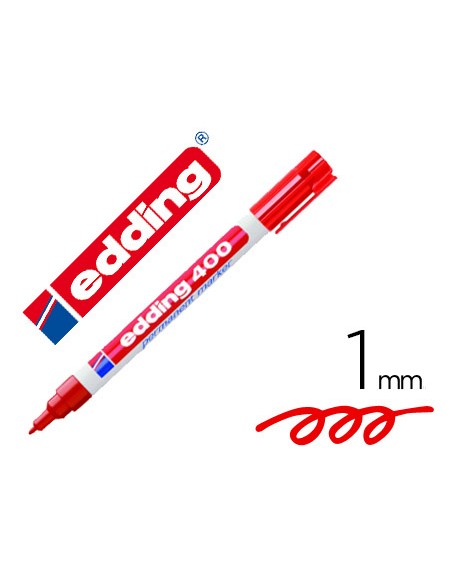 Rotulador edding marcador permanente 400 rojo punta redonda 1 mm recargable