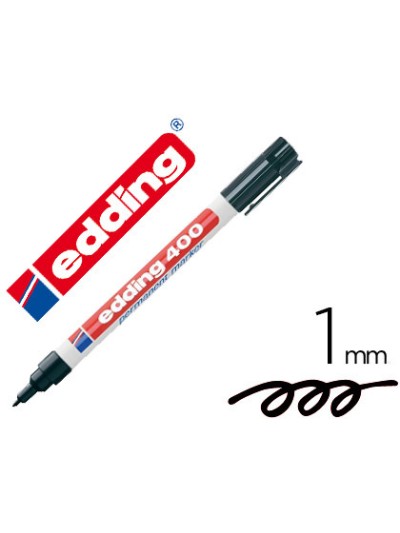 Rotulador edding marcador permanente 400 negro punta redonda 1 mm recargable