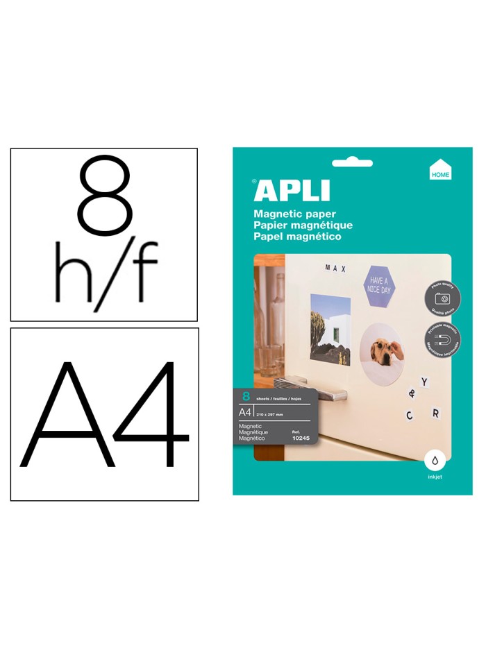 Papel magnetico apli blanco din a4 para impresoras inkjet paquete de 8 hojas Papel magnetico apli blanco din a4 para impresoras inkjet paquete de 8 hojas