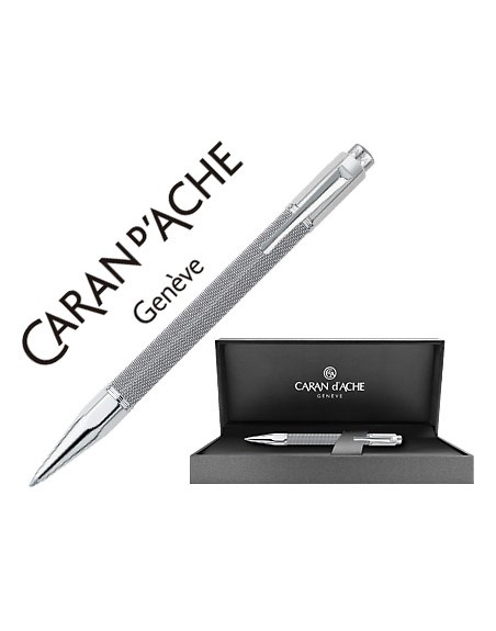 Boligrafo caran d'ache varius ivanhoe cota de malla acero gris placado rodio con estuche punta media