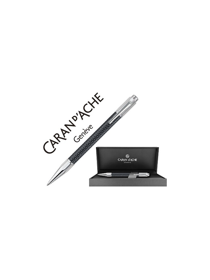 Boligrafo caran d'ache varius cuerpo fibra de carbon 3000 negro placado rodio con estuche punta media Boligrafo caran d'ache varius cuerpo fibra de carbon 3000 negro placado rodio con estuche punta media