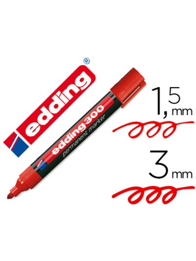 Rotulador edding marcador permanente 300 rojo punta redonda 1,5-3 mm recargable