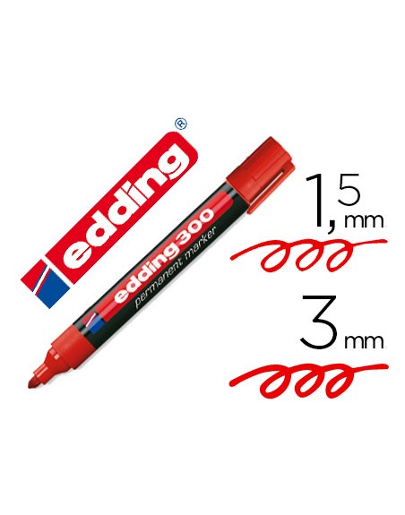 Rotulador edding marcador permanente 300 rojo punta redonda 1,5-3 mm recargable