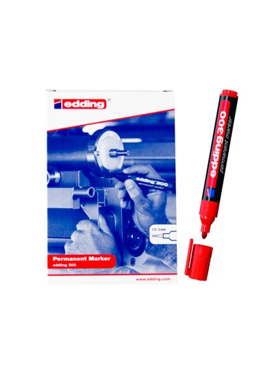Rotulador edding marcador permanente 300 rojo punta redonda 1,5-3 mm recargable