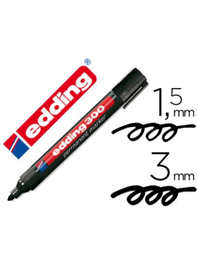 Rotulador edding marcador permanente 300 negro punta redonda 1,5-3 mm recargable