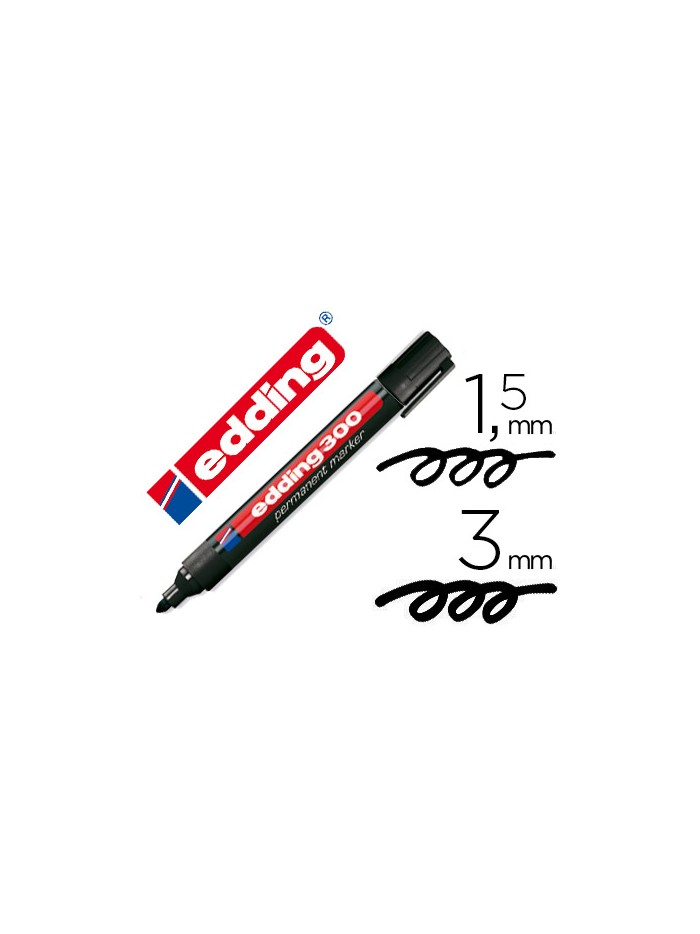 Rotulador edding marcador permanente 300 negro punta redonda 1,5-3 mm recargable