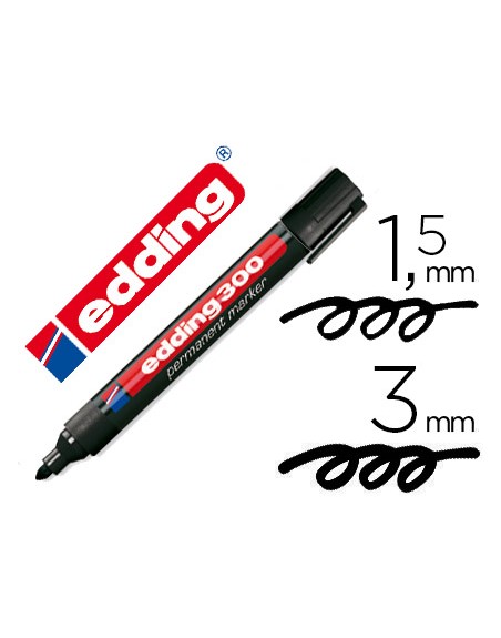 Rotulador edding marcador permanente 300 negro punta redonda 1,5-3 mm recargable