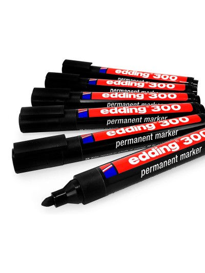 Rotulador edding marcador permanente 300 negro punta redonda 1,5-3 mm recargable