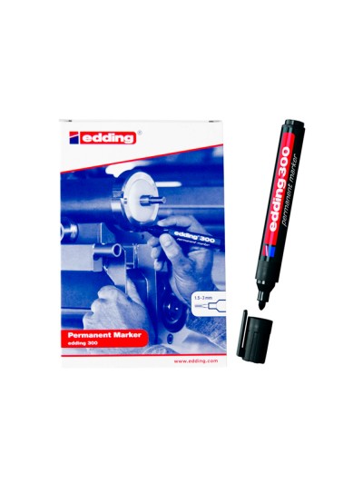 Rotulador edding marcador permanente 300 negro punta redonda 1,5-3 mm recargable