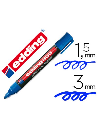 Rotulador edding marcador permanente 300 azul punta redonda 1,5-3 mm recargable