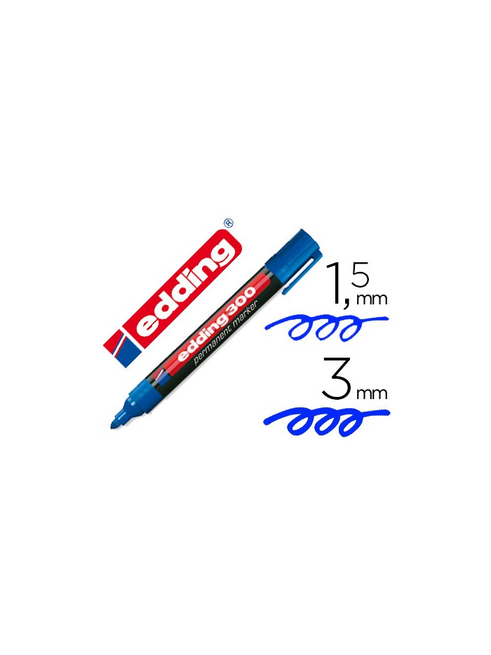 Rotulador edding marcador permanente 300 azul punta redonda 1,5-3 mm recargable Rotulador edding marcador permanente 300 azul punta redonda 1,5-3 mm recargable
