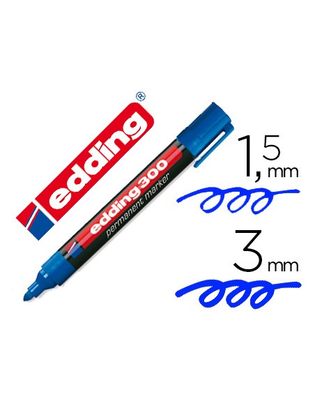 Rotulador edding marcador permanente 300 azul punta redonda 1,5-3 mm recargable