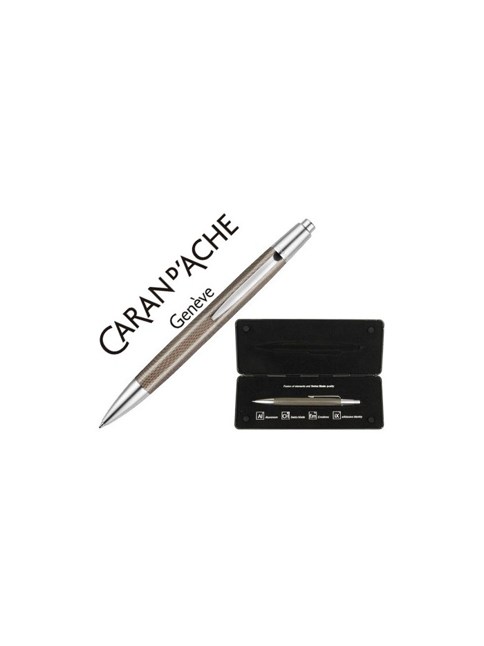Boligrafo caran d'ache alchemix cuerpo piel de reptil adornos cromados brillante con estuche punta