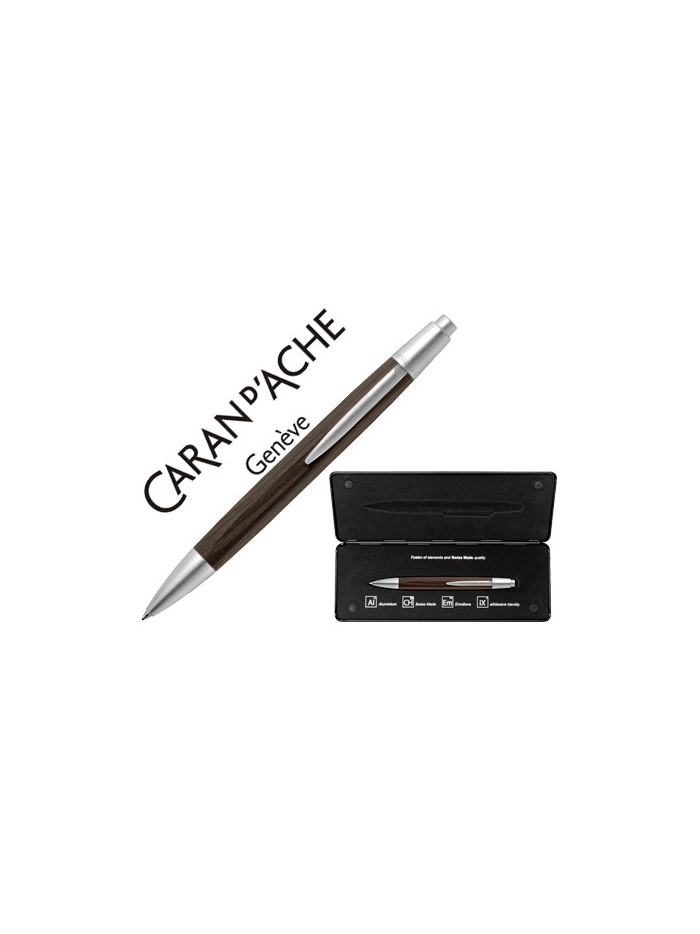 Boligrafo caran d'ache alchemix cuerpo madera wenge adornos cromados brillante con estuche punta media Boligrafo caran d'ache alchemix cuerpo madera wenge adornos cromados brillante con estuche punta media
