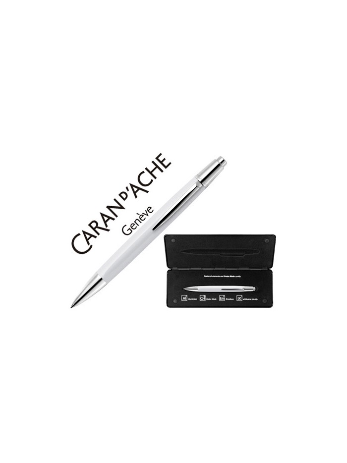 Boligrafo caran d'ache alchemix cuerpo laca blanca adornos cromados brillante con estuche punta media Boligrafo caran d'ache alchemix cuerpo laca blanca adornos cromados brillante con estuche punta media