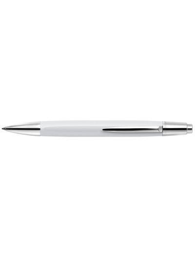 Boligrafo caran d'ache alchemix cuerpo laca blanca adornos cromados brillante con estuche punta media