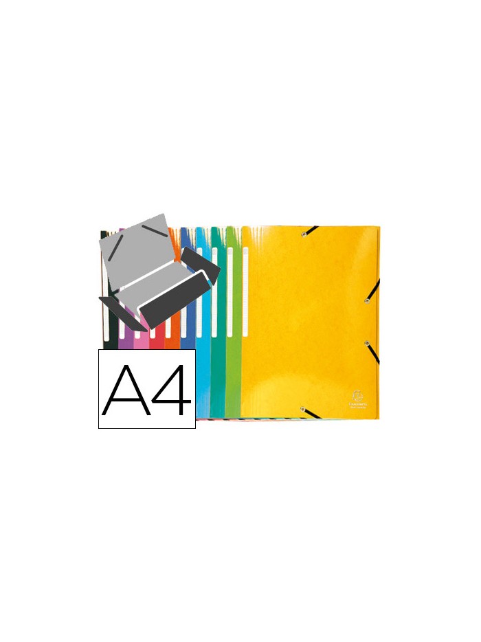 Carpeta exacompta gomas carton simil-prespan tres solapas din a4+ colores surtidos Carpeta exacompta gomas carton simil-prespan tres solapas din a4+ colores surtidos
