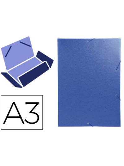 Carpeta exacompta gomas carton simil-prespan tres solapas din a3 azul