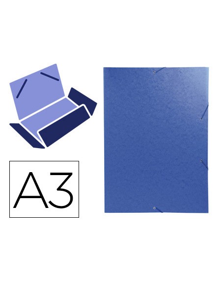 Carpeta exacompta gomas carton simil-prespan tres solapas din a3 azul