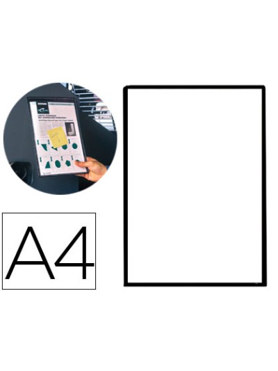 Funda magnetica tarifold pvc din a4 con banda magnetica para colgar negro pack 5 unidades