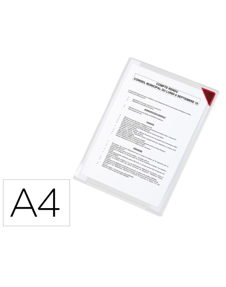 Funda de presentacion tarifold adhesiva removible din a4 con esquina magnetica capacidad para 10 hojas pack 5 unidades